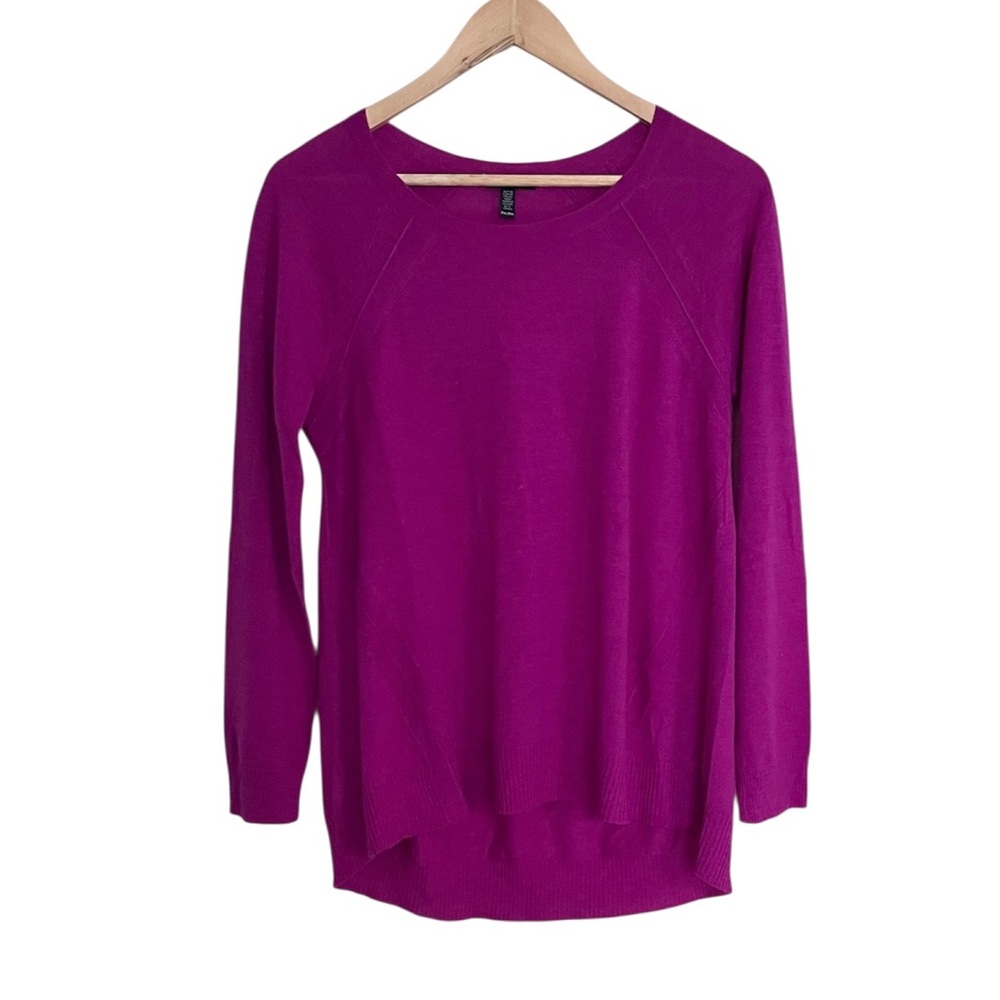 Eileen Fisher Fuschia Purple Merino Wool Lightweight Sweater Medium Petite